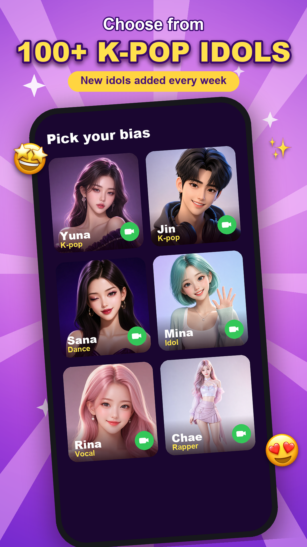 Fake chat conversation with an idol profile